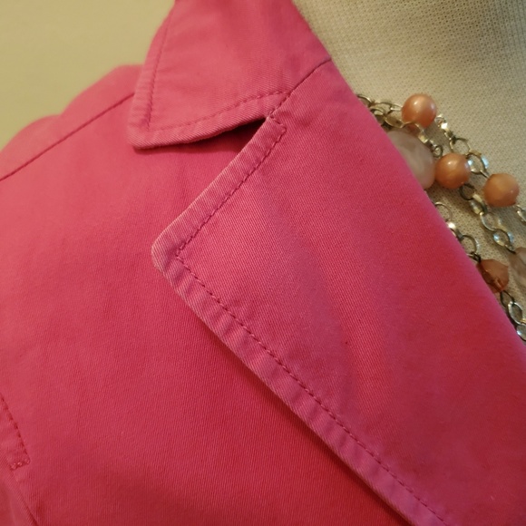L.L. Bean Pink Cotton Blazer Jacket With Necklace - Picture 5 of 8